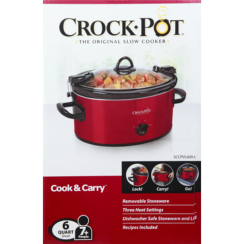 Crockpot Slow Cooker, Cook & Carry, 6 Qt Oval, 7+ People