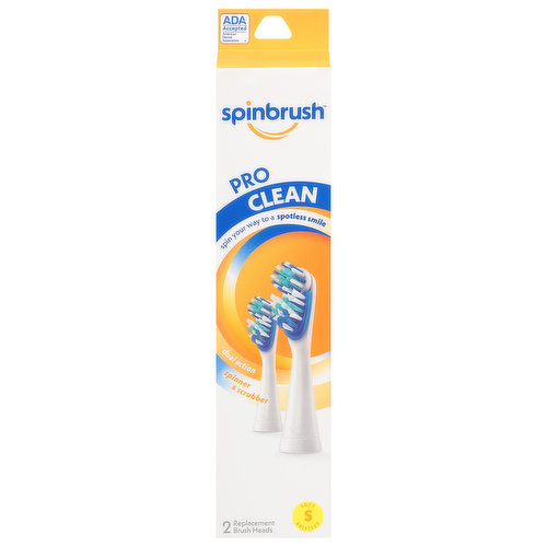 Spin your way to a spotless smile. Dual action. Spinner & scrubber. Soft bristles. Kiss your plaque goodbye with Spinbrush Pro Clean! Color-Wear bristles fade when you're running out of spins. Color Wear Bristle Technology.