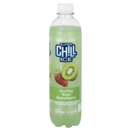 Super Chill Ice Sparkling Water Beverage, Kiwi Strawberry