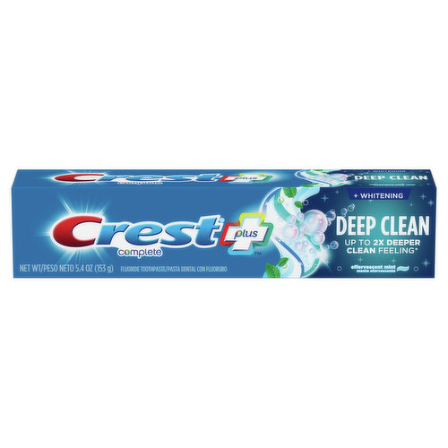 Crest Whitening Whitening Plus Deep Clean Toothpaste, Effervescent Mint, 5.4 oz