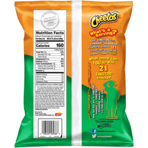 Cheetos Cheddar Jalapeo Crunchy Cheese Flavored Party Snacks Net