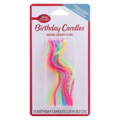 Betty Crocker Birthday Candles, Neon Crazy Curl, 3.25 Inch