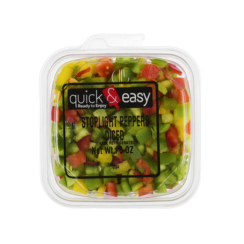 Quick and Easy Stoplight Peppers Diced