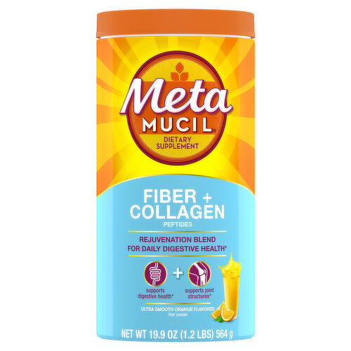 Metamucil Fiber + Collagen Metamucil Daily Fiber + Collagen, Plant Based Fiber, 60 Doses (19.9 OZ)