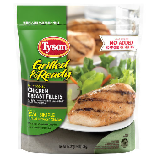 Tyson Grilled And Ready Grilled & Ready Grilled & Ready Fully Cooked Grilled Chicken Breast Fillets, 19 oz. (Frozen)