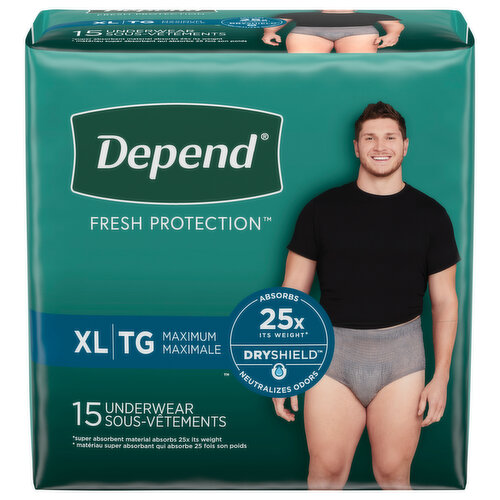 Depends for Men disposable underwear for light bladder leak protection  FIT-FLEX Maximum absorbncy –
