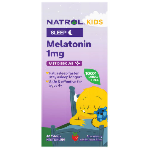 Natrol Melatonin, 1 mg, Tablets, Strawberry, Kids