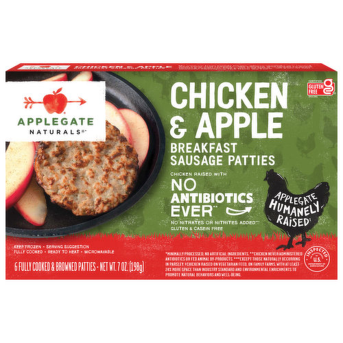 Applegate Naturals Natural Chicken & Apple Breakfast Sausage Patties (Frozen)