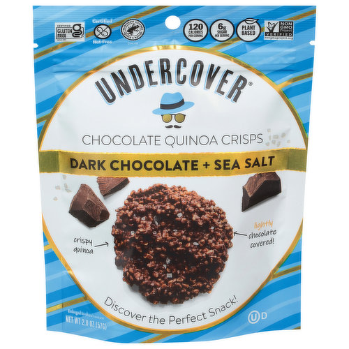 Undercover Chocolate Quinoa Crisps, Dark Chocolate + Sea Salt