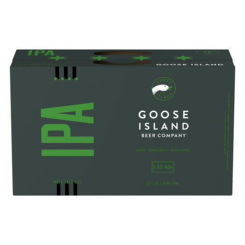India Pale Ale. Hoppy. Grapefruity. Refreshing. gooseisland.com. Questions or Comments: Call 1-800-Goose-Me or visit gooseisland.com. 5.9% abv.
