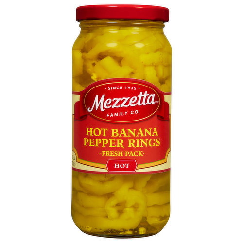 Mezzetta Banana Pepper Rings, Hot, Fresh Pack