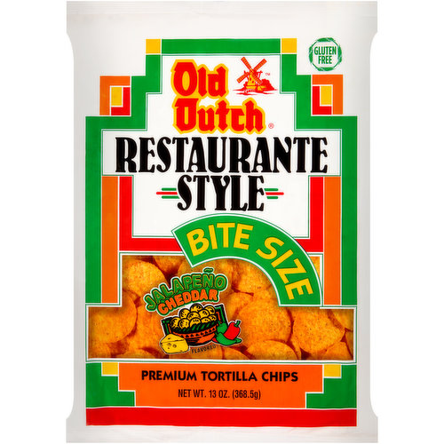 Old Dutch Restaurante Style Bite Size Jalapeno Cheddar Premium Tortilla Chips