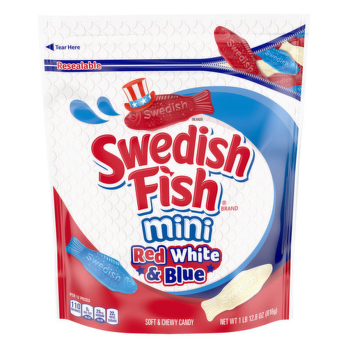Swedish Fish Mini Red White & Blue Soft & Chewy Candy