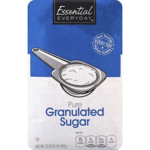 Real savings. Highest quality. Every day. Per 1 Tsp: 15 calories; 0 g sat fat (0% DV); 0 mg sodium (0% DV); 4 g sugars. Great products at a price you'll love - that's Essential Everyday. Our goal is to provide the products your family wants, at a substantial savings versus comparable brands. We're so confident that you'll love Essential Everyday, we stand behind our products with a 100% satisfaction guarantee. For additional recipes, visit www.essentialeveryday.com. Gluten free. If you're not completely satisfied with this product, please contact us at www.essentialeveryday.com or 1-877-932-7948.