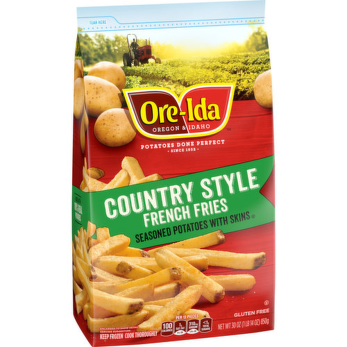 Ore-Ida Country Style French Fries Seasoned Frozen Potatoes with Skins, 30  oz Bag