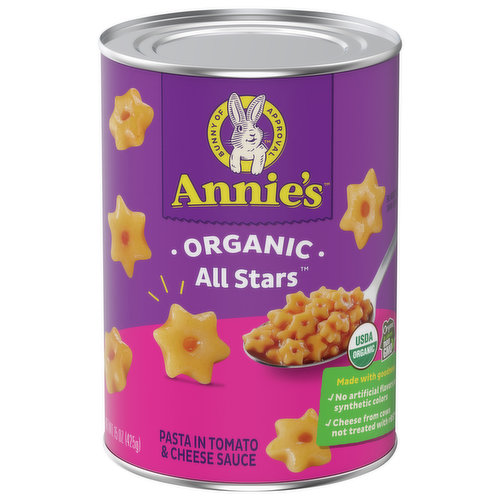 Annie's All Stars Pasta in Tomato & Cheese Sauce, Organic