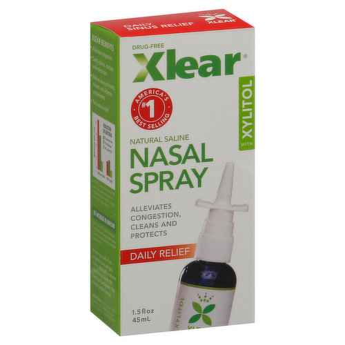 America's no.1 best selling. Alleviates congestion, cleans and protects. Daily sinus relief. No. 1 best selling natural nasal spray. Why Xlear? Reduces bacterial adhesion. Natural, fast and effective. Safe for daily use or anytime. No rebound, non-addictive. Not a drug - safe for pregnant and nursing mothers. Gentle enough for infants. Washes away dust and pollen. Special hydrating formula developed by a doctor. Relief also for seasonal conditions. Xlear Benefits: Alleviates congestion. Gently cleans, soothes and moisturizes. Washes away pollutants, irritants and airborne contaminants. Fast natural relief. Xylitol Study: S. pneumono, H. influenzae and M. catarrhalis have a reduced ability to adhere to nasal epithelial cells. Tero Kontiokari - Univ. Oulu, Finland (J. of Anti Chemo, 98 no. 41). 35% Increase in Airflow: Bellanti, J.A., Nsouli, T.M. Xylitol Nasal Irrigation, A possible alternative strategy for the management of chronic rhinosinusitis, oral abstract no. 46, ACAAI Conference: 9/10/15. Whether you suffer from congestion due to allergies, hay fever, flu, a cold, or airborne irritants and pollutants, the Xlear Sinus Care System has the right product for you. Uses: Congested nose & sinuses. Itchy irritated nasal passages. Nasal exposure to pollutants, dust, pollen, & other airborne contaminants. Benefits: Gently washes, cleans, soothes and moisturizes delicate nasal passages. Thins and loosens mucus secretions. Helps improve airflow. Other Information: Doctor recommended. For optimal benefit, use daily. Safe for children. Natural and drug-free.