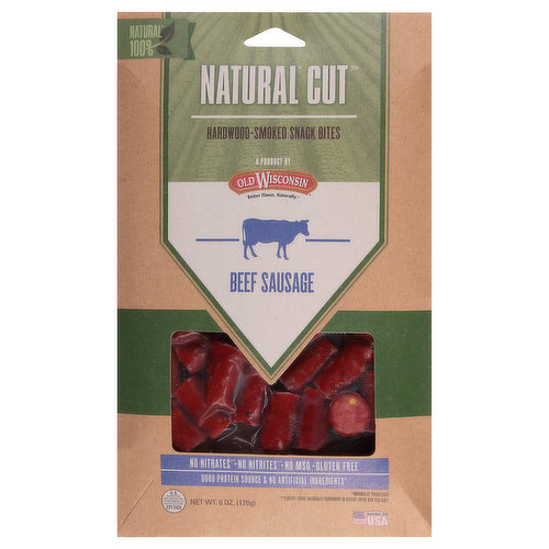 Old Wisconsin Natural Cut Snack Bites, Hardwood-Smoked, Beef Sausages