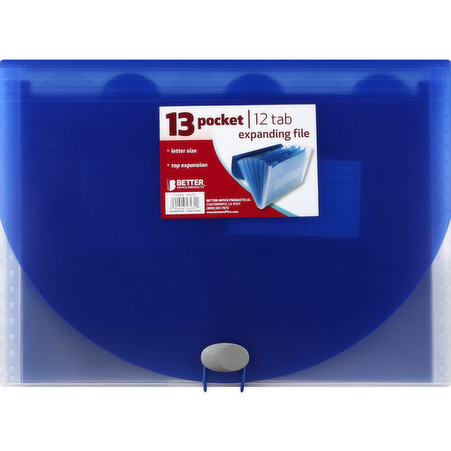 BETTER OFFICE PRODUCTS Expanding File, 12 Tab, 13 Pocket