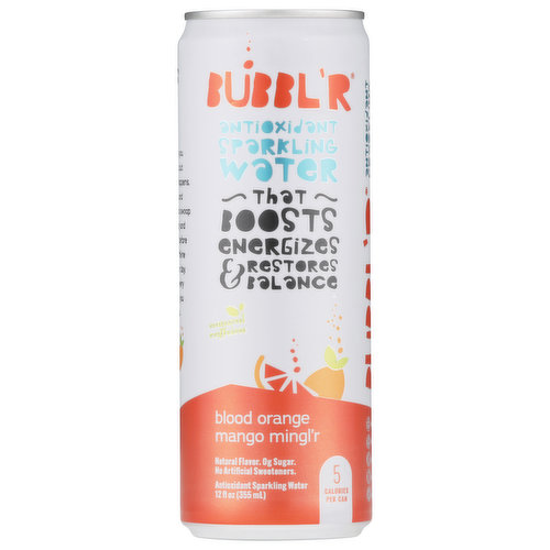 BUBBL'R Antioxidant Sparkling Water - blood orange mango mingl'r - 12 fl oz. Cans