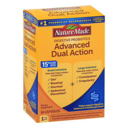 Nature Made Digestive Probiotics, Advanced Dual Action, Capsules