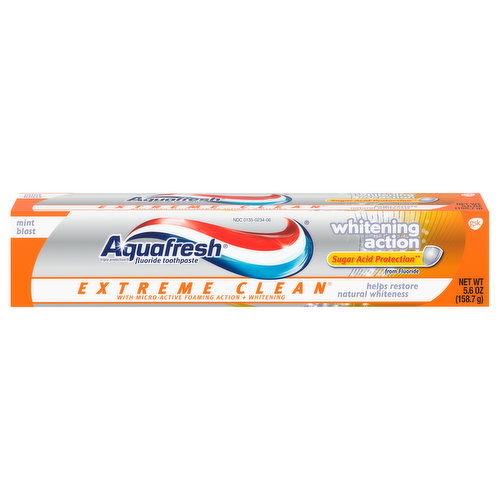 Aquafresh Extreme Clean Toothpaste, Fluoride, Mint Blast