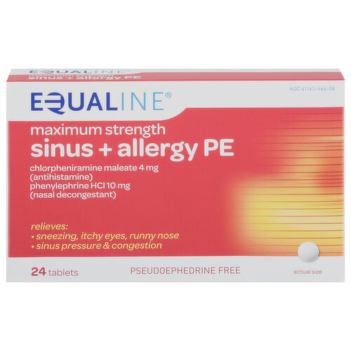 Equaline Sinus + Allergy PE, Maximum Strength, Tablets