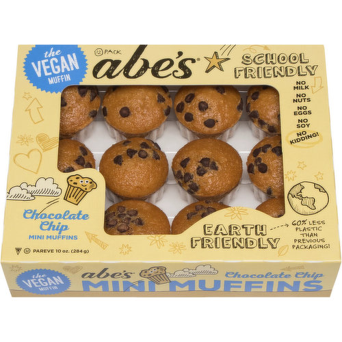 Abe's Muffins, Mini, Chocolate Chip Cookie, 12 Pack