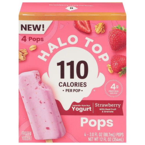 Halo Top Frozen Yogurt, Strawberry, Pops