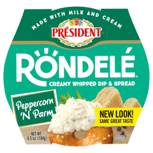 President Rondele Dip & Spread, Peppercorn 'N Parm, Creamy Whipped