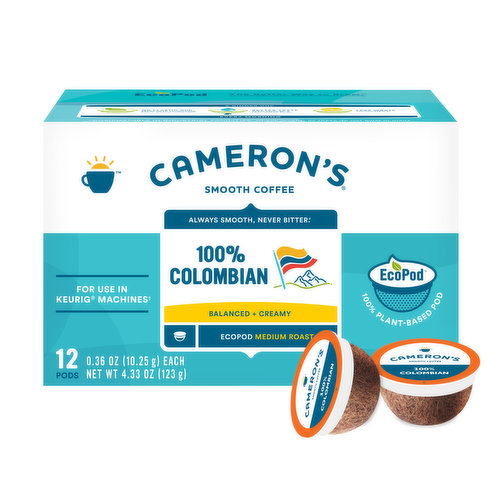 Cameron's Coffee, Medium Roast, 100% Colombian, EcoPod