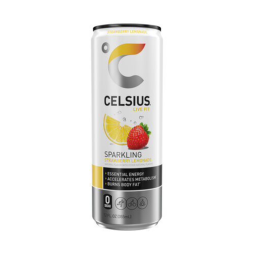 CELSIUS Sparkling Strawberry Lemonade, Essential Energy Drink