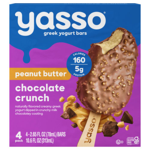 Yasso Greek Yogurt Bars, Chocolate Crunch, Peanut Butter