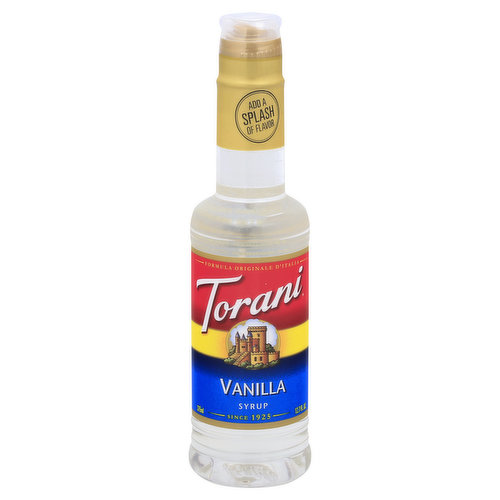 Clean, crisp vanilla flavor. Add a splash of flavor. Since 1925. www.torani.com Made in USA.