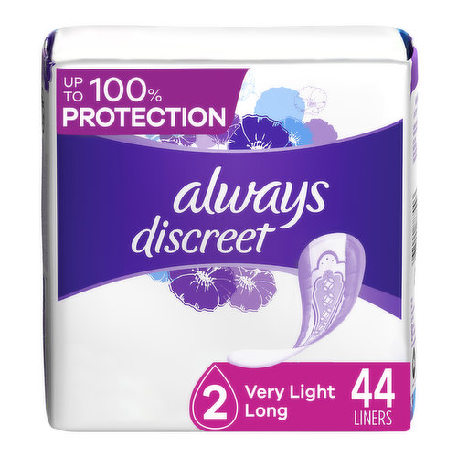 Always Discreet Discreet Always Discreet Incontinence Liners, 44 CT