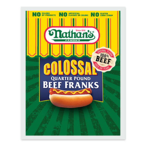 Nathan's Beef Franks, Colosal, Quarter Pound, Family Pack