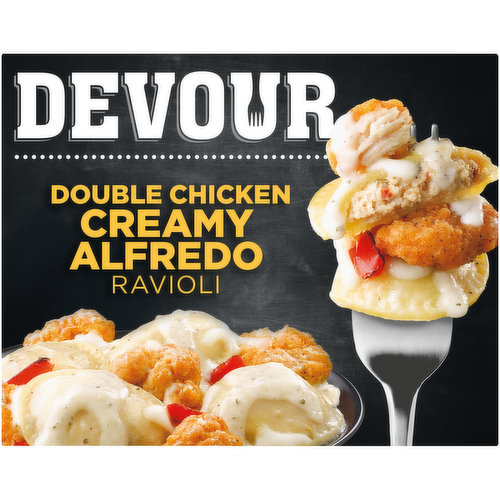 Devour Double Chicken Creamy Alfredo Ricotta Cheese Ravioli Frozen Meal