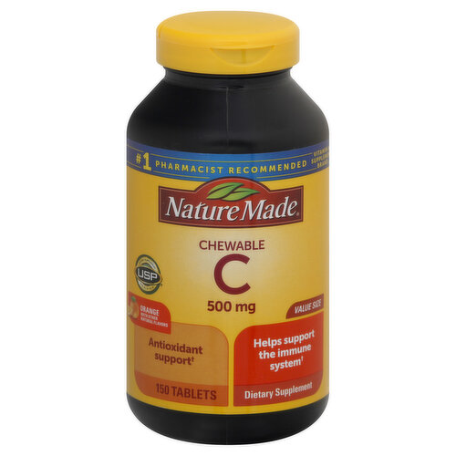 Nature Made Vitamin C, Chewable, 500 mg, Tablets, Orange, Value Size