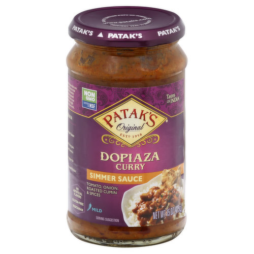 Pataks Simmer Sauce, Dopiaza Curry, Mild