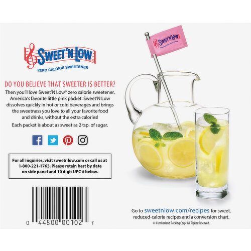 Sweet 'N Low Sweetener, Zero Calorie