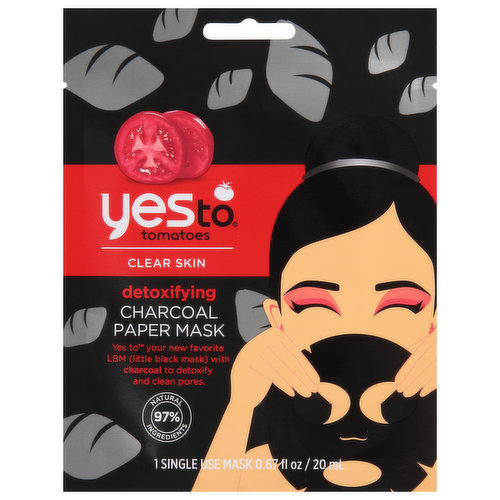 Yes To Tomatoes Charcoal Paper Mask, Detoxifying, Clear Skin