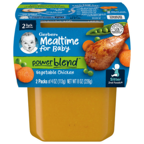 Gerber Mealtime for Baby Vegetable Chicken, Powerblend, Sitter 2nd Foods