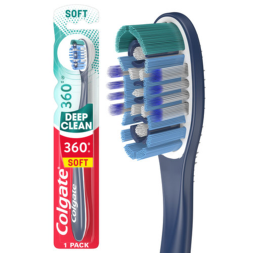 Colgate 360 Whole Mouth Adult Manual Toothbrush With Tongue And Cheek Cleaner