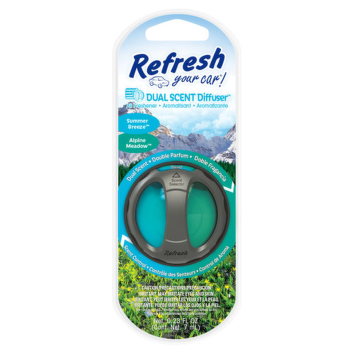 Refresh Your Car! Air Freshener, Dual Scent Diffuser, Summer Breeze/Alpine Meadow