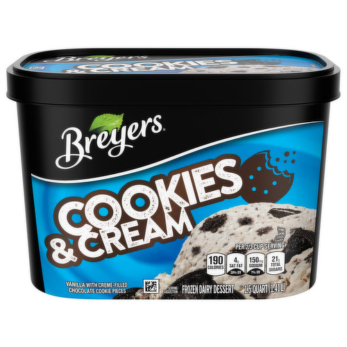 Breyers Frozen Dairy Dessert, Cookies & Cream