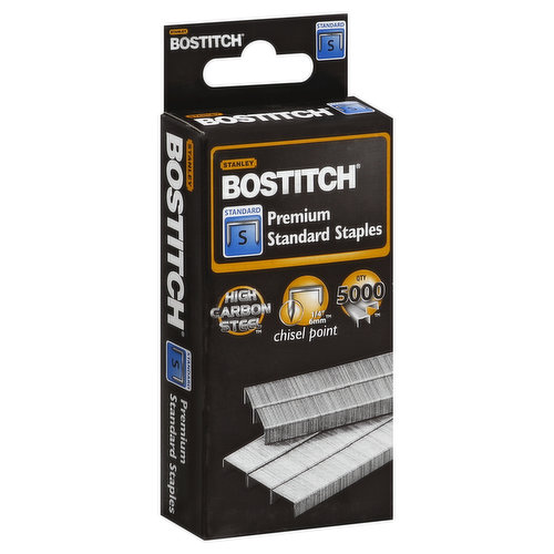 Stanley Bostitch Staples, Premium Standard, Chisel Point, 1/4 Inch