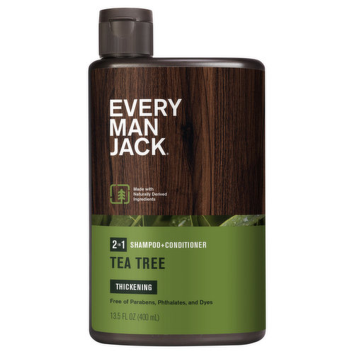 Every Man Jack Shampoo + Conditioner, Tea Tree, Thickening, 2in1