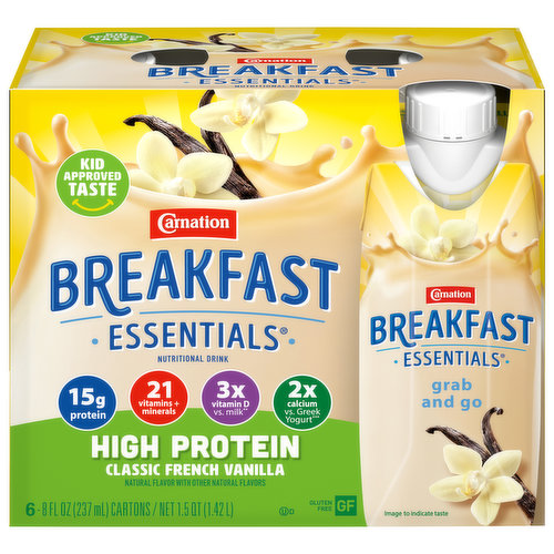 Carnation Breakfast Essentials Nutritional Drink, High Protein, Classic French Vanilla