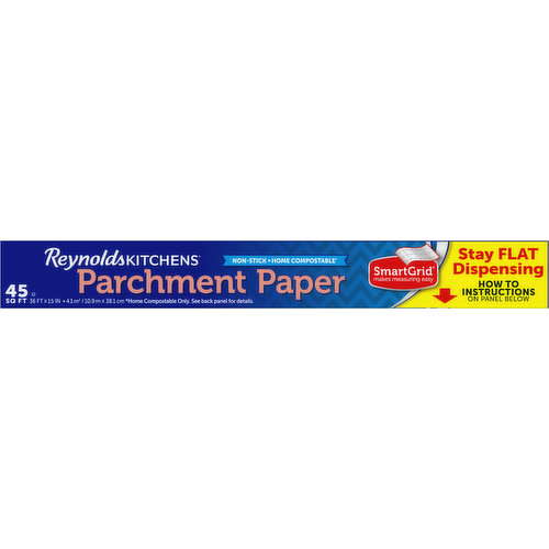 Reynolds Kitchens Stay Flat Parchment Paper with SmartGrid, 50 Square Feet  