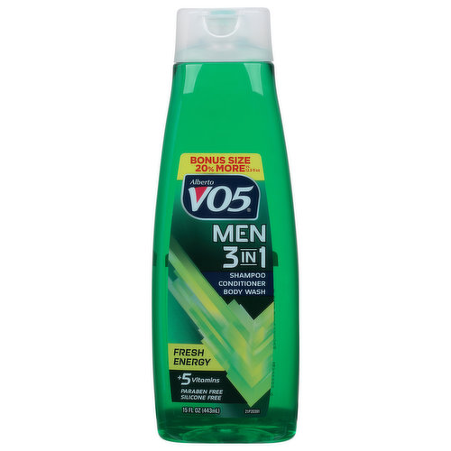 Alberto VO5 Shampoo, Conditioner, Body Wash, 3 in 1, Fresh Energy, Men
